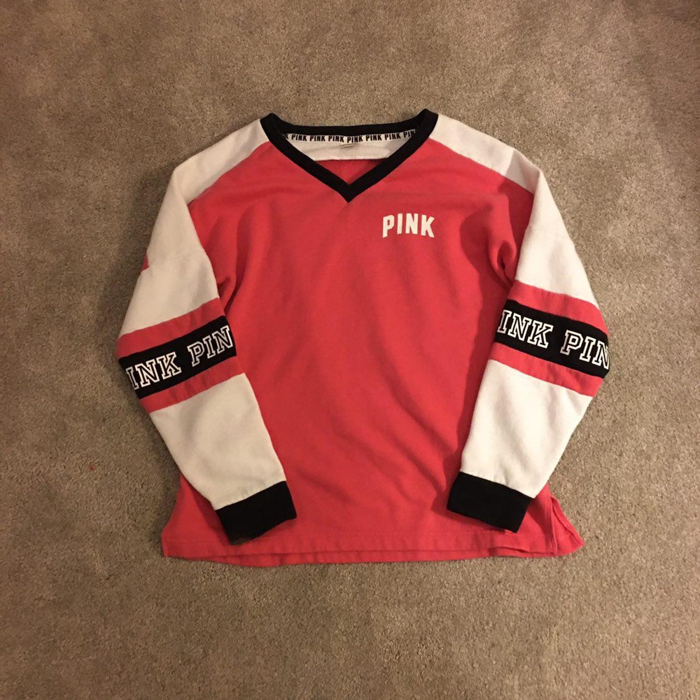 Victoria's Secret Pink and White Y2k Sweatshirt